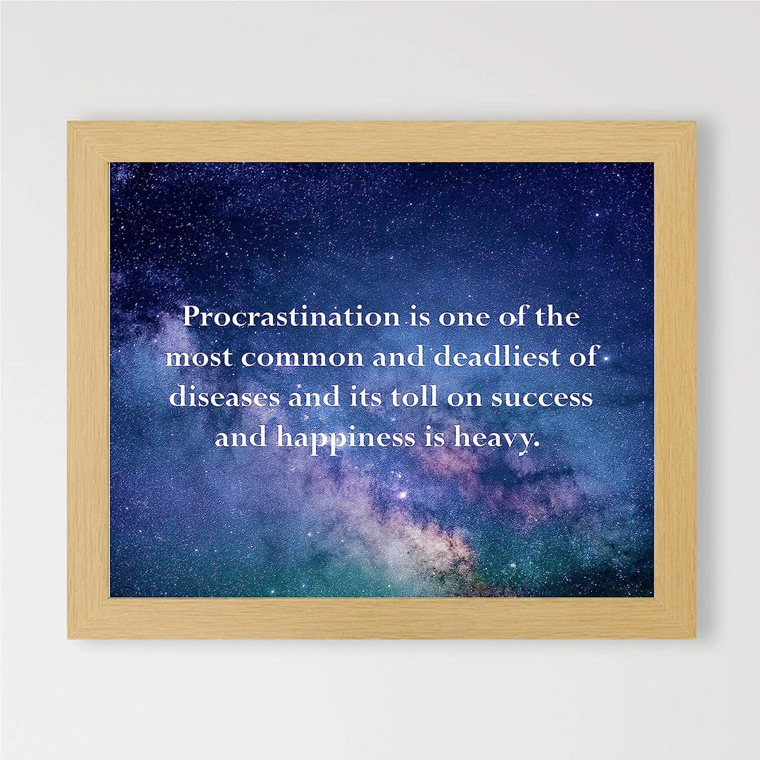 ?Procrastination-Toll On Success &amp; Happiness Is Heavy? Motivational Wall Art Quotes -10 x 8" Starry Night Print-Ready to Frame. Inspirational Home-Office-School Decor. Great Gift-Inspire Motivation!