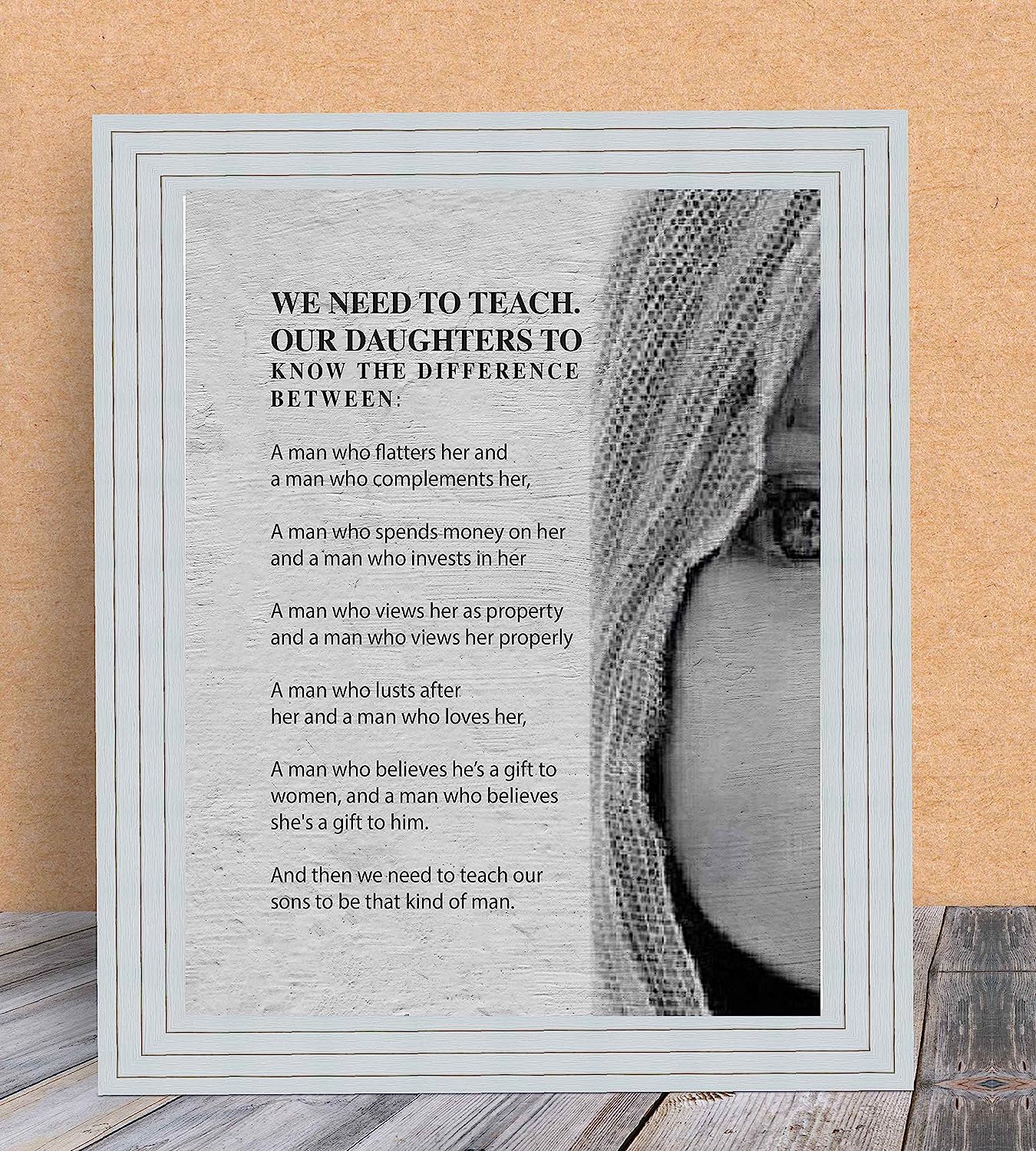 We Need to Teach Our Daughters-Rules of Self-Respect Inspirational Wall Print-8 x 10"-Ready to Frame. Motivational Wall Art to Inspire Confidence. Ideal for Home-Office-Dorm Decor. Great for Teens!