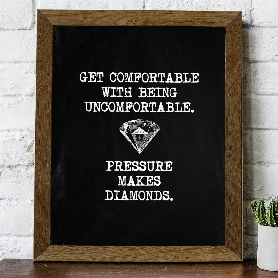 Pressure Makes Diamonds Motivational Wall Art -8 x 10" Modern Typographic Art Print w/Diamond Image-Ready to Frame. Inspirational Home-Office-Work-Classroom Decor. Great Gift for Motivation!