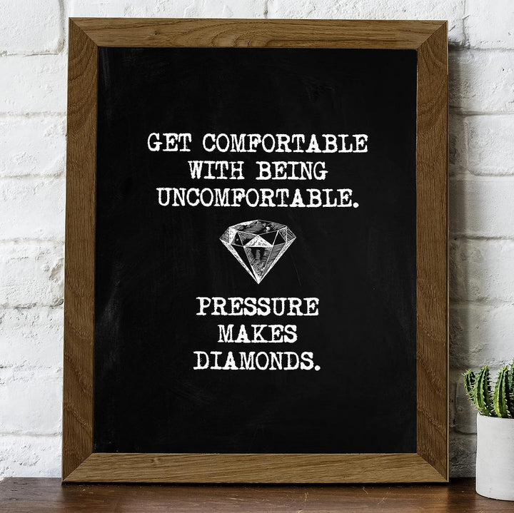 Pressure Makes Diamonds Motivational Wall Art -8 x 10" Modern Typographic Art Print w/Diamond Image-Ready to Frame. Inspirational Home-Office-Work-Classroom Decor. Great Gift for Motivation!