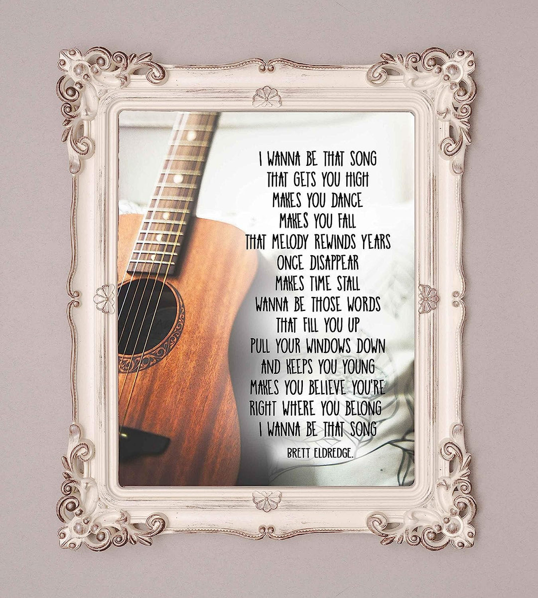 I Wanna Be That-Brett Eldredge Song Lyric Art-8 x 10" Lyrical Wall Sign-Ready to Frame. Country Music Poster Print w/Guitar Image. Ideal Home-Studio-Bar-Cave Decor. Perfect for Country Music Fans!