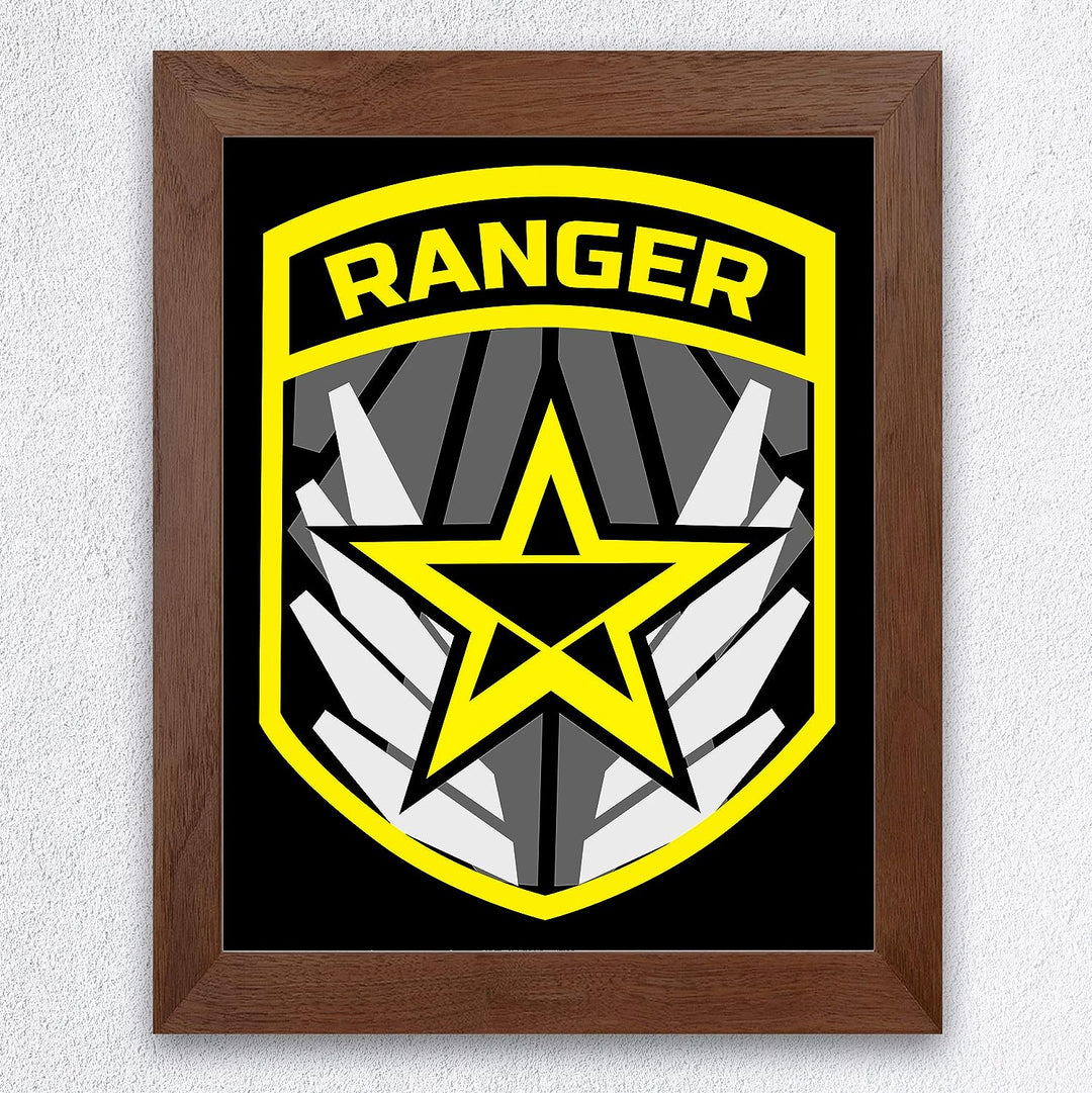 United States Army Ranger Logo Print -8 x 10" US Military Wall Art Print-Ready to Frame. Patriotic Home-Office-Military School-Cave Decor. Great Gift for All Who Served! Display Your Pride-Go Army!