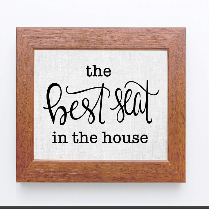 The Best Seat in the House Funny Bathroom Wall Art -10 x 8" Typographic Shabby Chic Poster Print-Ready to Frame. Humorous Home-Guest Bathroom-Farmhouse Decor. Perfect Country Sign for the Restroom!