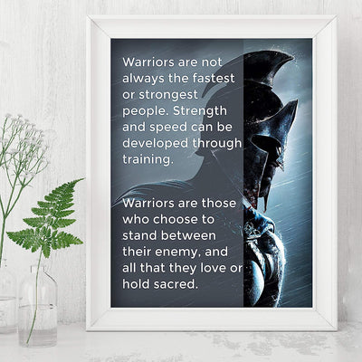 Warriors Stand Between Their Enemy & All They Love Inspirational Quotes Wall Art -8 x 10" Fierce Motivational Wall Print-Ready to Frame. Home-Office-Studio-Dorm Decor. Perfect Gift of Motivation!