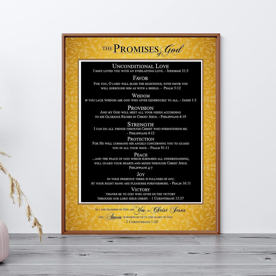 The Promises of God-Bible Verse Wall Art Sign -11 x 14" Scripture Wall Print-Ready to Frame. Inspirational Home-Office-Church Decor. Great Religious Gift. Perfect Reminders of God&