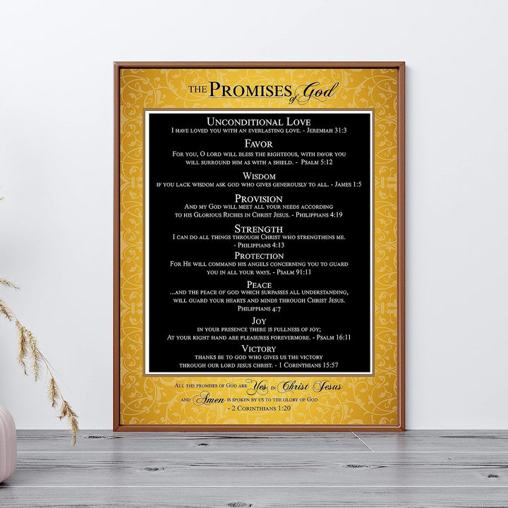 The Promises of God-Bible Verse Wall Art Sign -11 x 14" Scripture Wall Print-Ready to Frame. Inspirational Home-Office-Church Decor. Great Religious Gift. Perfect Reminders of God&