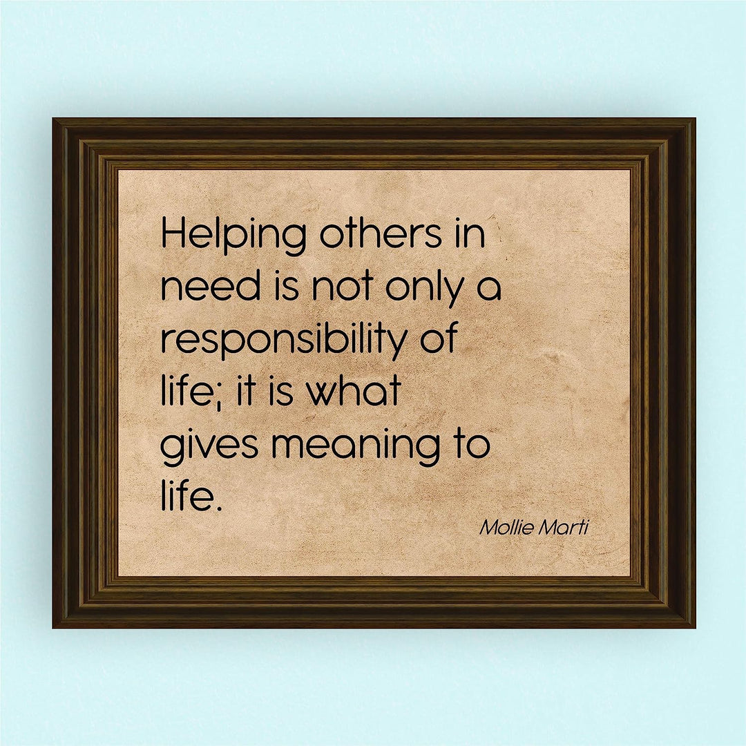 Helping Others In Need-Gives Meaning To Life Inspirational Quotes Wall Art -10x8" Distressed Typographic Poster Print-Ready to Frame. Positive Home-Office-Classroom-Christian Decor! Great Reminder!