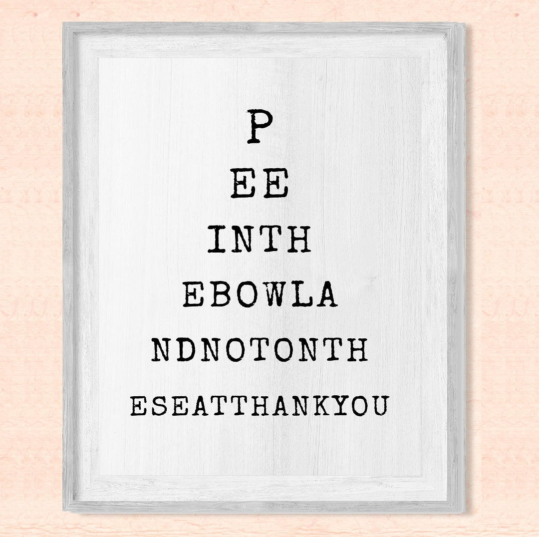 Pee in the Bowl-Not on the Seat- Funny Bathroom Sign- 8 x 10" Word Art Wall Print - Ready to Frame. Humorous Home-Office Decor. Perfect Decoration for Bar, Guest Bathroom &amp; Man Cave. Great Gift!