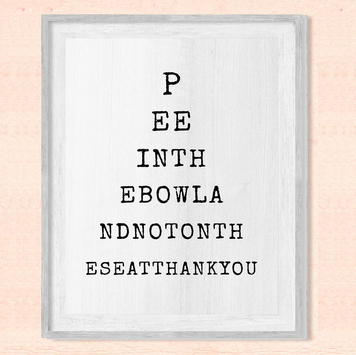 Pee in the Bowl-Not on the Seat- Funny Bathroom Sign- 8 x 10" Word Art Wall Print - Ready to Frame. Humorous Home-Office Decor. Perfect Decoration for Bar, Guest Bathroom &amp; Man Cave. Great Gift!