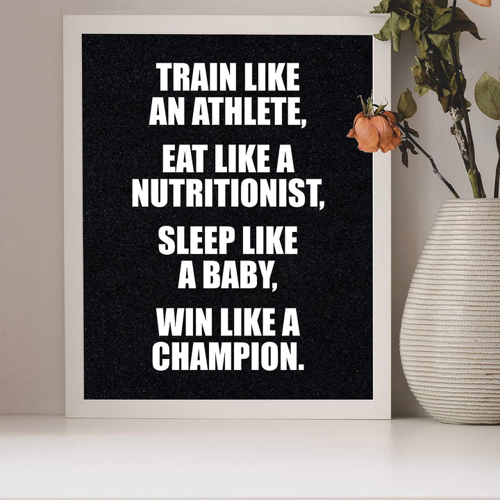?Win Like A Champion?-Motivational Gym Quotes -8 x 10" Exercise and Fitness Wall Art Print-Ready to Frame. Modern Typographic Design. Home-Office-Locker Room Decor. Perfect Sign for Motivation!
