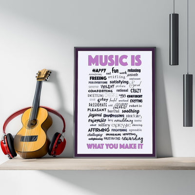 Music Is What You Make It-Inspirational Word Art Wall Sign-11 x 14" Motivational Poster Print-Ready to Frame. Perfect Home-Office-Studio-Dorm-Classroom Decor. Great Gift for All Music Fans!