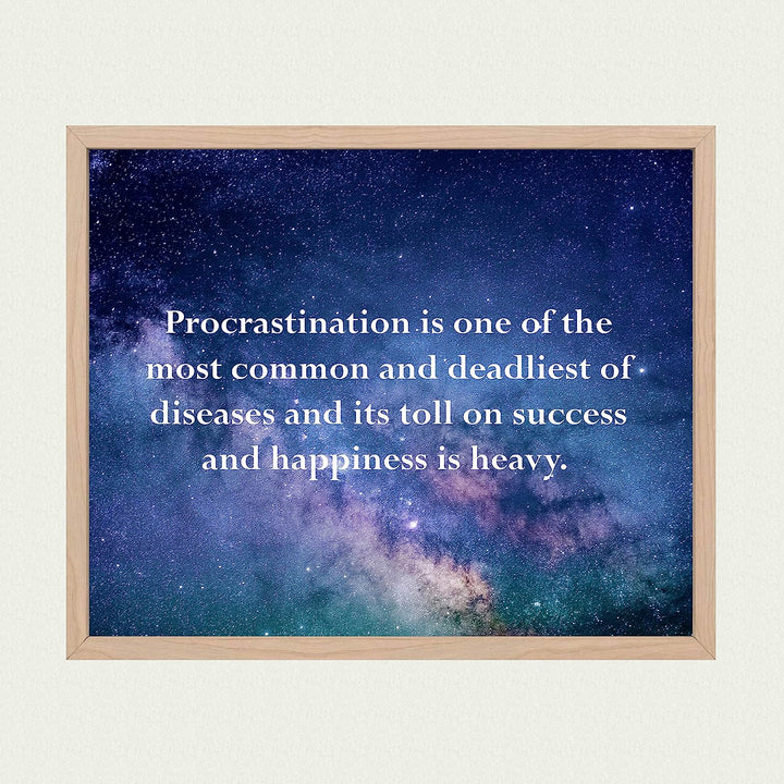 ?Procrastination-Toll On Success &amp; Happiness Is Heavy? Motivational Wall Art Quotes -10 x 8" Starry Night Print-Ready to Frame. Inspirational Home-Office-School Decor. Great Gift-Inspire Motivation!