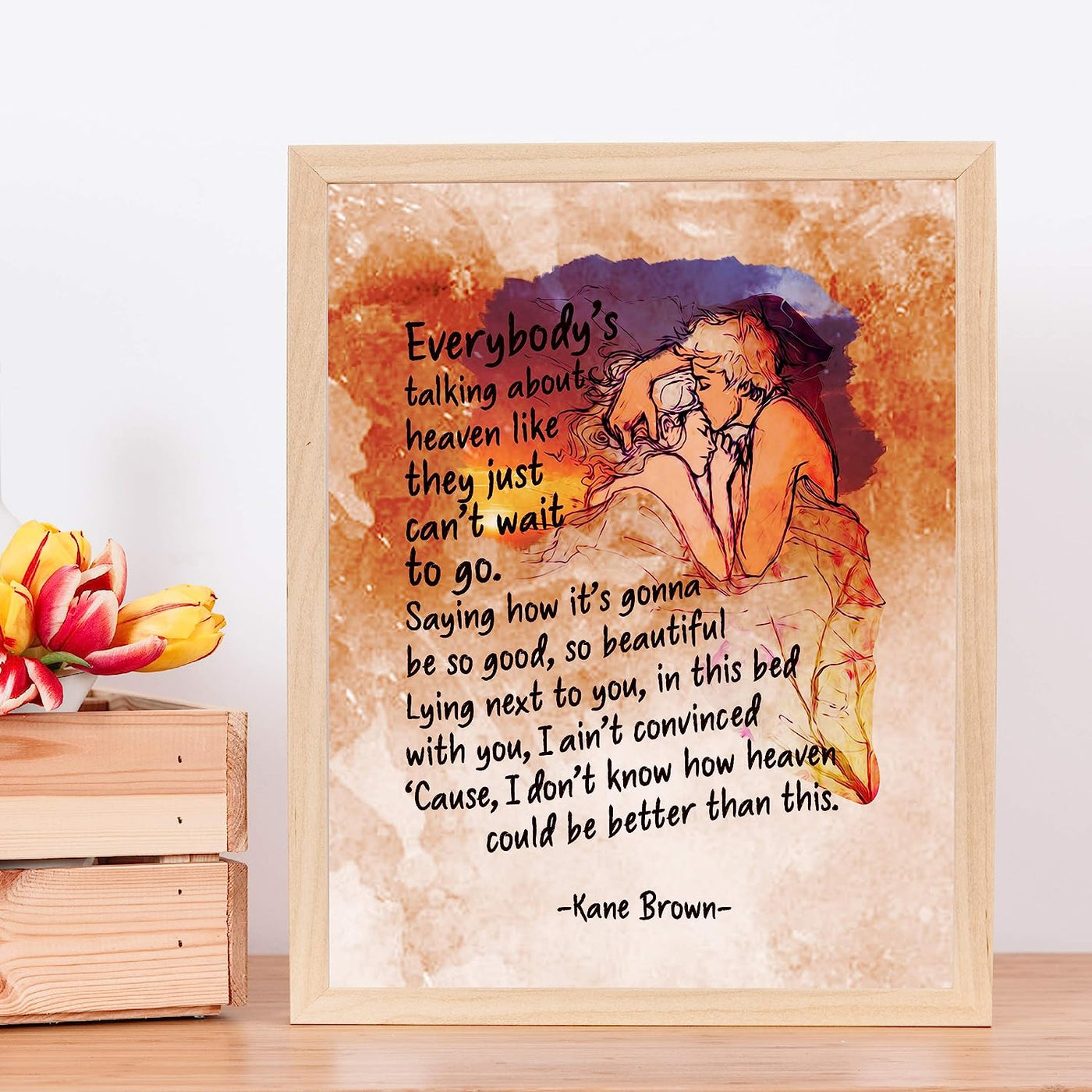 Kane Brown-"Everybody's Talking About Heaven" -Song Lyric Wall Art Sign -11 x 14" Country Music Poster Print -Ready to Frame. Rustic Decor for Home-Studio-Bar-Dorm-Cave. Great Gift for Fans!