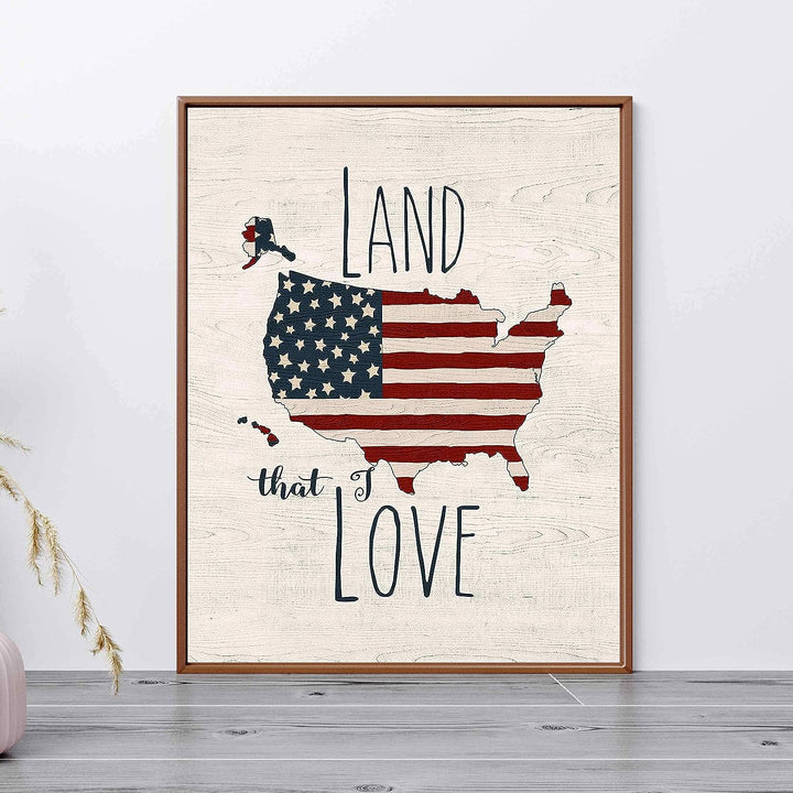 Land That I Love -Patriotic Wall Decor -11 x 14" American Flag USA Print-Ready to Frame. Inspirational Home-Office-School-Garage-Cave Decor. Display Your Patriotism! Printed on Paper-Not Wood.