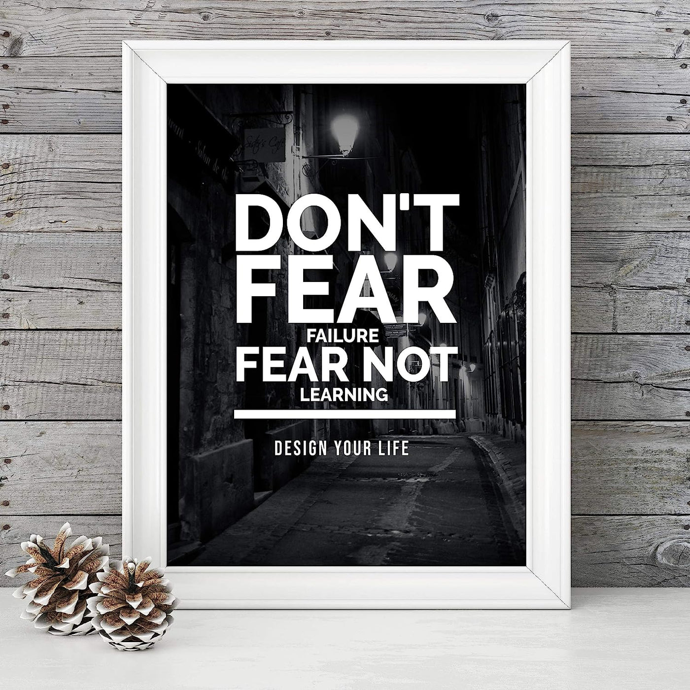 Don't Fear Failure-Fear Not Learning Motivational Quotes Wall Art -8 x 10" Typographic Poster Print-Ready to Frame. Inspirational Home-Office-School-Gym-Locker Room Decor. Great Gift of Motivation!