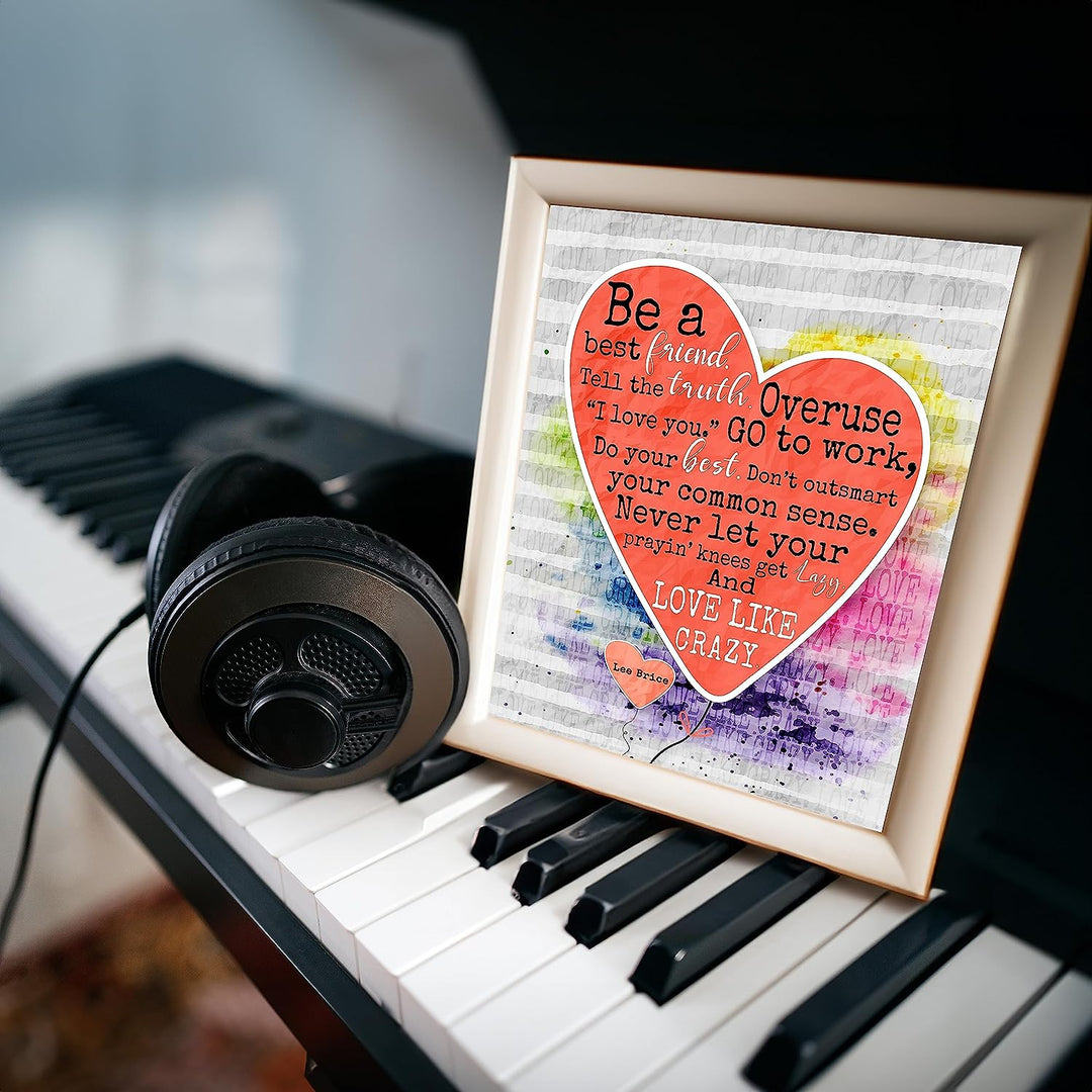 Lee Brice-"Love Like Crazy" Song Lyric Wall Art -11 x 14" Rustic Music Print-Ready to Frame. Typographic Heart Design. Perfect Home-Studio-Bar-Dorm-Cave Decor. Great Gift for Country Music Fans!