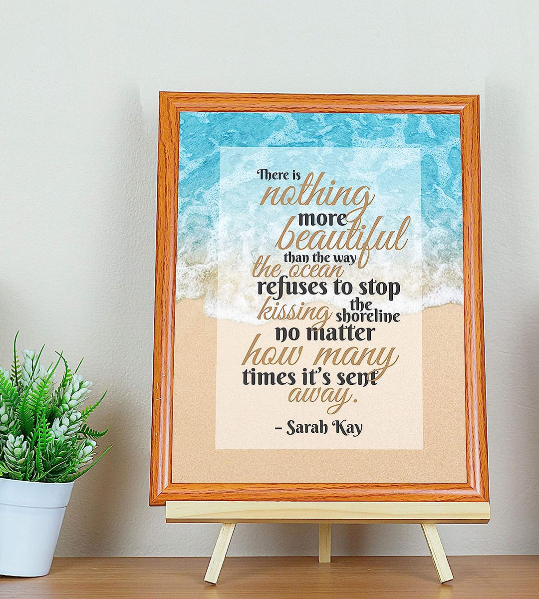 Sarah Kay-"There Is Nothing More Beautiful"-Inspirational Quotes Wall Art-8 x 10"-Beach Decor Poster Print w/Ocean Photo-Ready to Frame. Poetic Wall Sign for Home-Office-Studio-Beach House Decor.