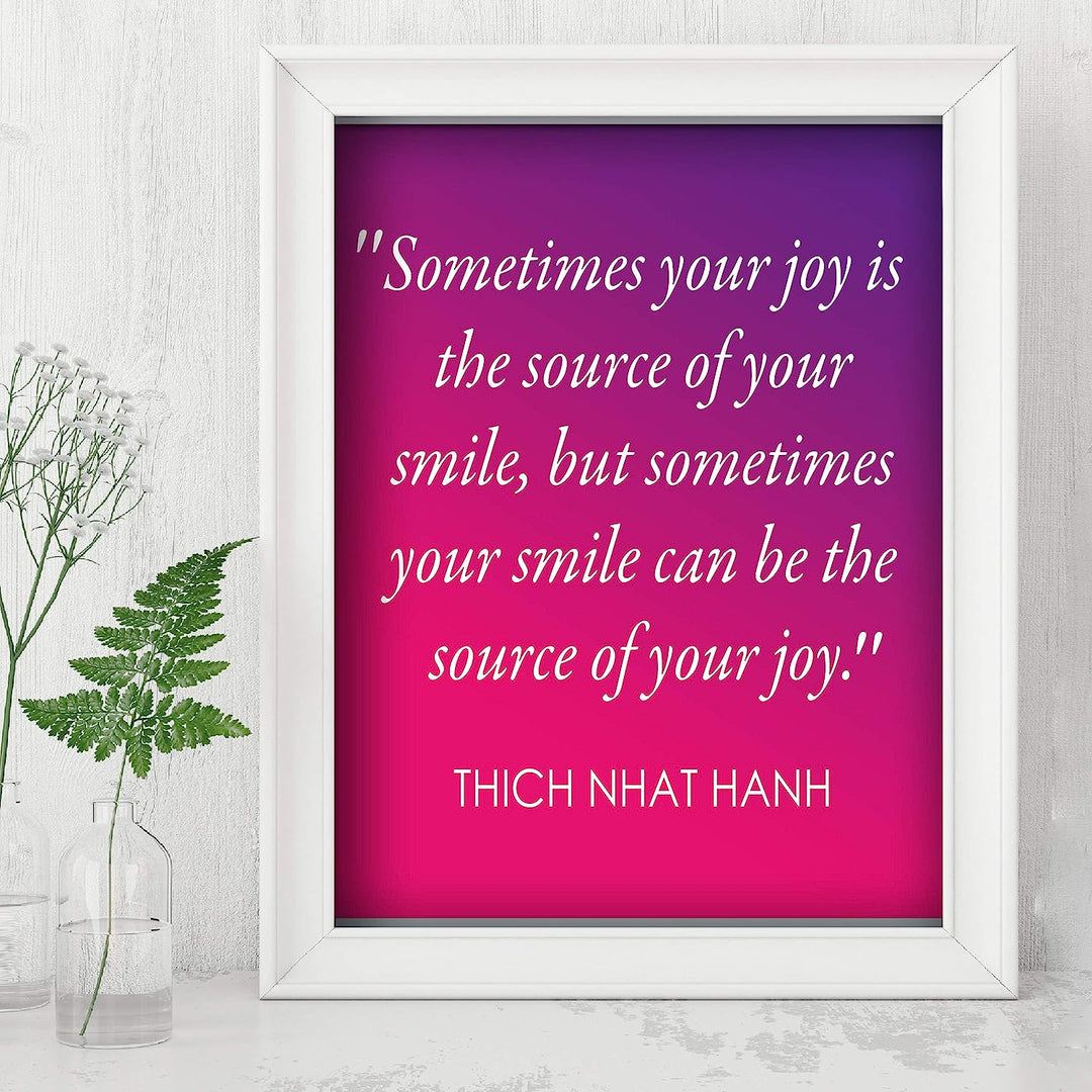 Your Smile Can Be the Source of Your Joy -Thich Nhat Hanh Mindfulness Quotes -8 x 10" Spiritual Wall Art Print-Ready to Frame. Home-Office-Studio-Meditation-Zen Decor. Great Life Lesson-Smile!