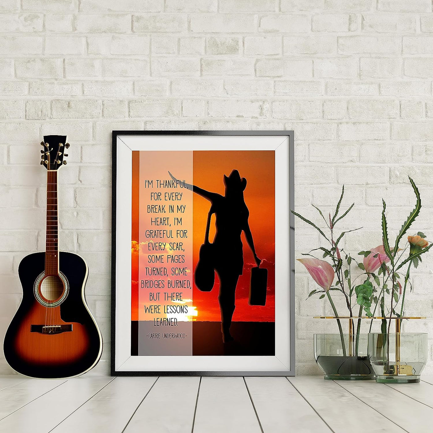 I'm Thankful for Every Break in My Heart-Inspirational Quotes Wall Art-11 x 14" Motivational Sunset Poster Print-Ready to Frame. Home-Office-Studio-Dorm Decor. Great Gift for Country Music Fans!
