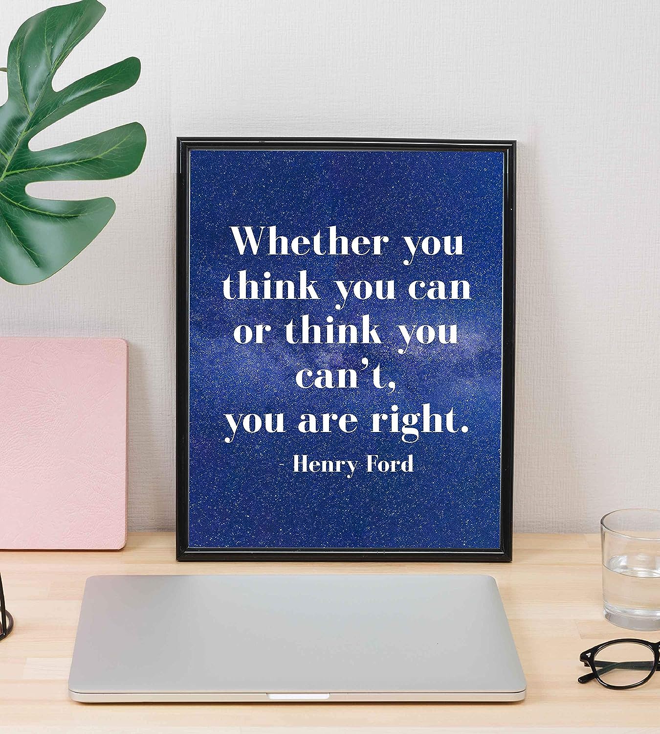 Whether You Think You Can or Can't-You're Right-Henry Ford Motivational Quotes -8 x 10" Starry Night Wall Art Print-Ready to Frame. Inspirational Home-Office-Work-Gym Decor. Perfect Classroom Sign!