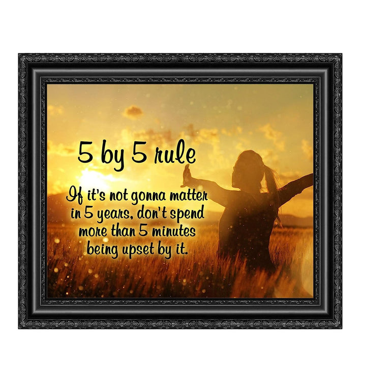 ?5 By 5 Rule? Motivational Wall Art-10 x 8" Typographic Sunset Poster Print-Ready to Frame. Inspirational Home-Office-Work-Classroom Decor. Perfect Sign for Motivation! Great Advice &amp; Life Lesson!