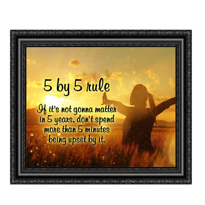 ?5 By 5 Rule? Motivational Wall Art-10 x 8" Typographic Sunset Poster Print-Ready to Frame. Inspirational Home-Office-Work-Classroom Decor. Perfect Sign for Motivation! Great Advice & Life Lesson!