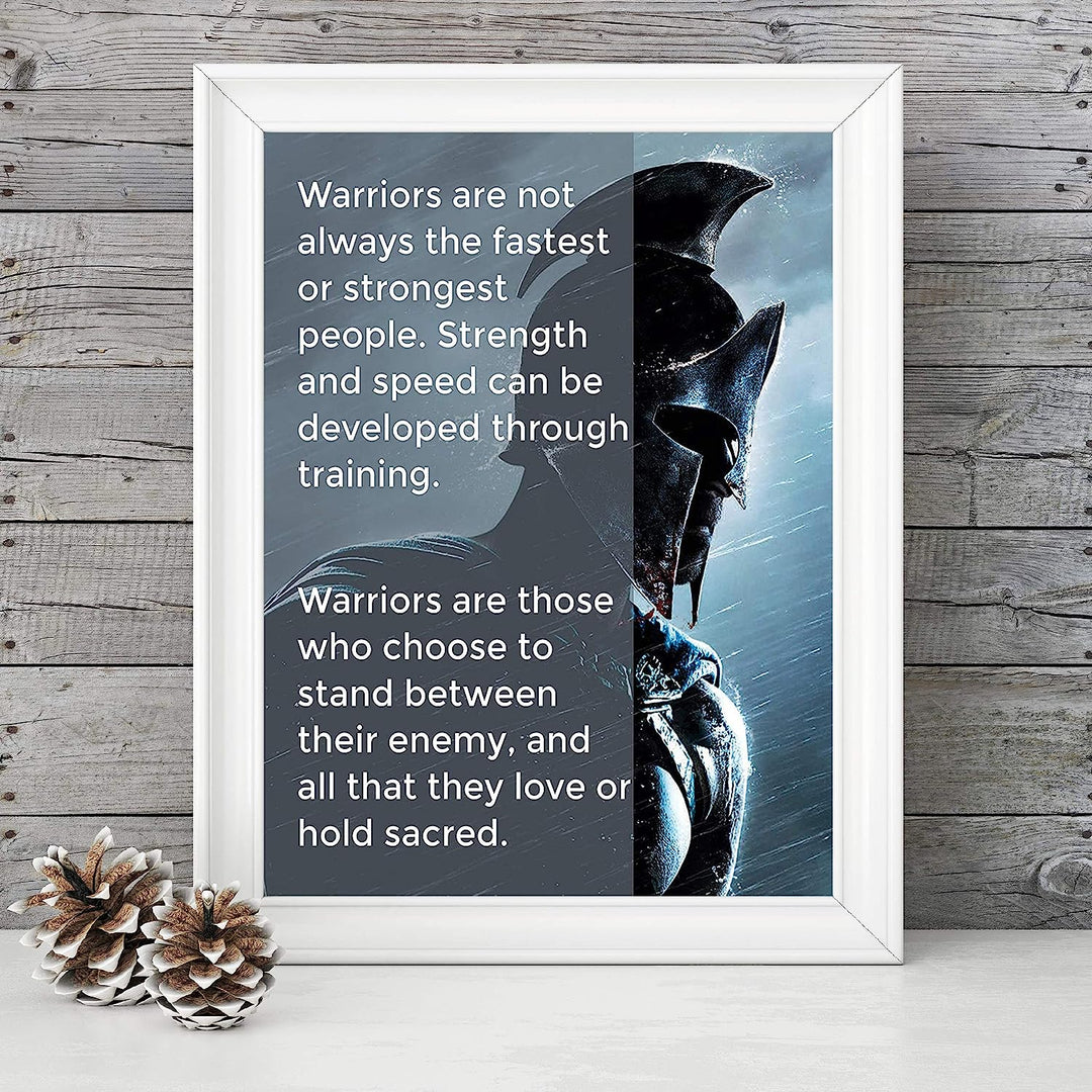 Warriors Stand Between Their Enemy &amp; All They Love Inspirational Quotes Wall Art -8 x 10" Fierce Motivational Wall Print-Ready to Frame. Home-Office-Studio-Dorm Decor. Perfect Gift of Motivation!
