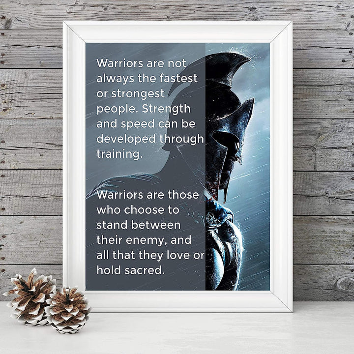 Warriors Stand Between Their Enemy &amp; All They Love Inspirational Quotes Wall Art -8 x 10" Fierce Motivational Wall Print-Ready to Frame. Home-Office-Studio-Dorm Decor. Perfect Gift of Motivation!