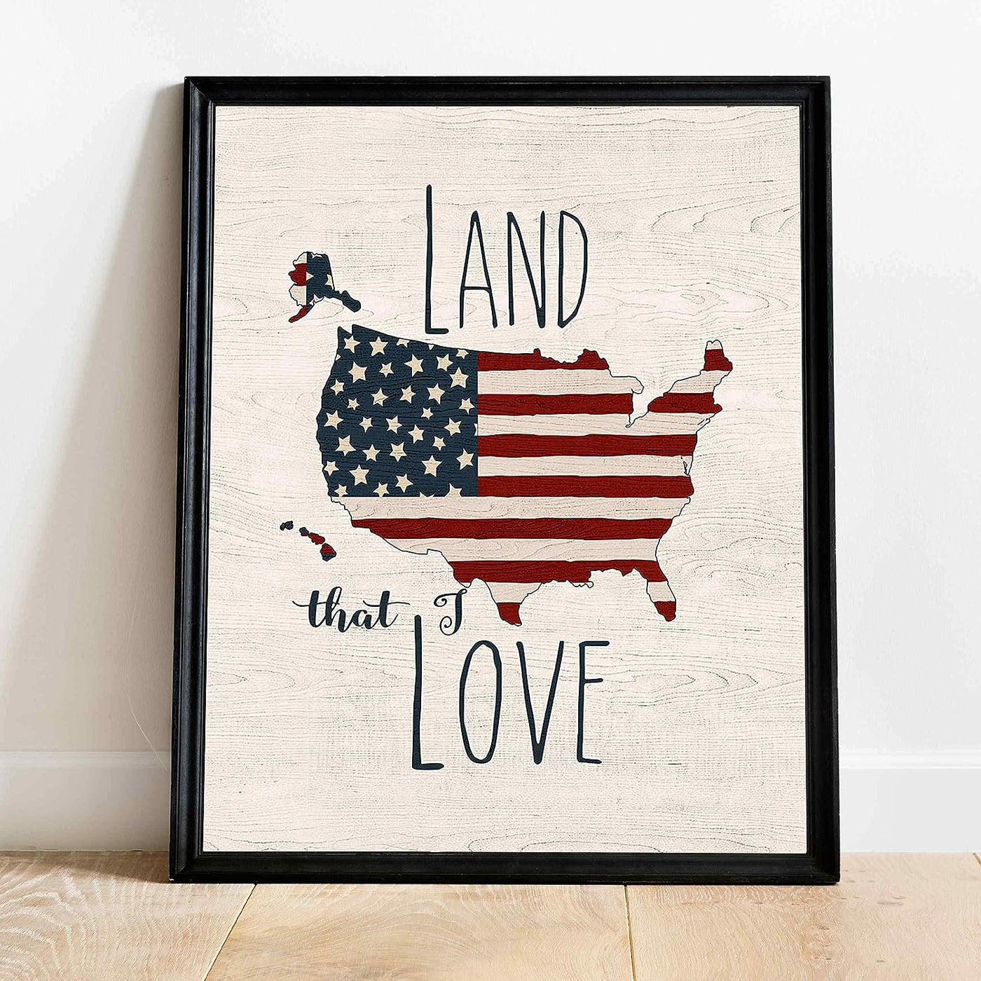 Land That I Love -Patriotic Wall Decor -11 x 14" American Flag USA Print-Ready to Frame. Inspirational Home-Office-School-Garage-Cave Decor. Display Your Patriotism! Printed on Paper-Not Wood.