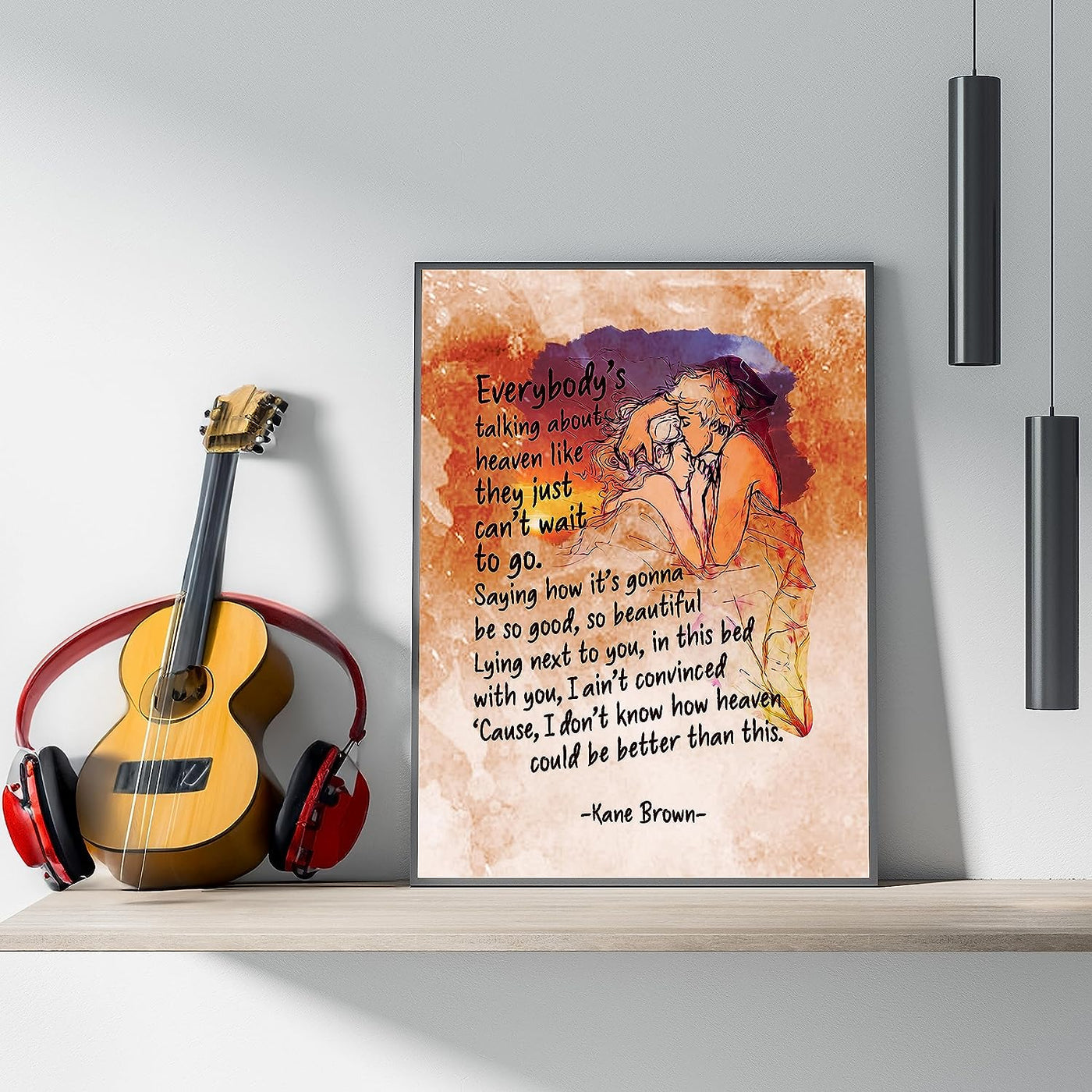 Kane Brown-"Everybody's Talking About Heaven" -Song Lyric Wall Art Sign -11 x 14" Country Music Poster Print -Ready to Frame. Rustic Decor for Home-Studio-Bar-Dorm-Cave. Great Gift for Fans!