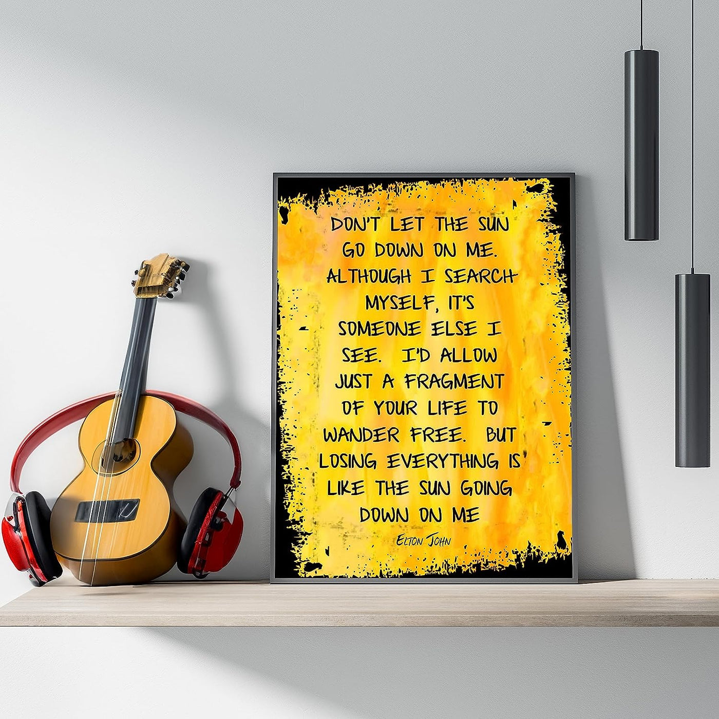 Elton John- Song Lyrics Wall Art-"Don't Let The Sun Go Down On Me"- 8 x 10" Modern Art-Print Ready to Frame. Abstract Home-Studio-Office D?cor. Perfect Gift for Musicians & Sir Elton John Fans.