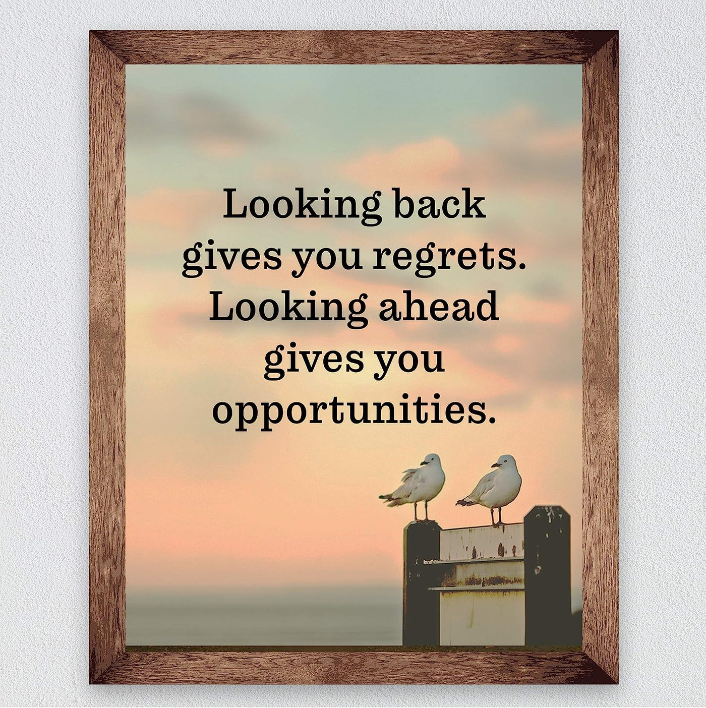 Looking Ahead Gives You Opportunities Beach Poster Print-8x10" Inspirational Quotes Wall Art-Ready to Frame. Home-Office-Ocean Theme Decor. Perfect Guest-Beach House Sign! Great Life Lesson!