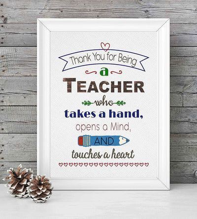 ?Thank You For Being A Teacher?- Uplifting Quotes Wall Art- 8 x 10" Modern Inspirational Poster Print- Ready to Frame. Great Home-Office-Classroom Decor. Perfect Gift of Appreciation & Gratitude!