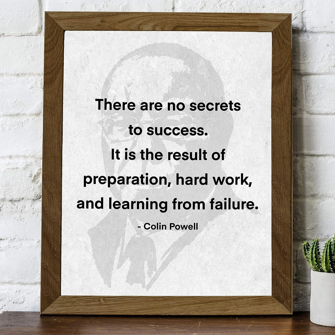 Colin Powell-"There Are No Secrets to Success"-Motivational Quotes Wall Art -8 x 10" Political Silhouette Print-Ready to Frame. Home-Office-School-Library Decor. Great Gift for History Fans!