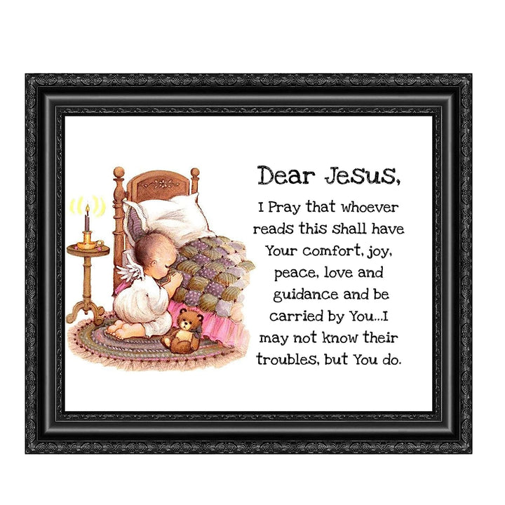 Dear Jesus-Christian Prayer Wall Art -10 x 8" Typographic Poster Print-Ready to Frame. Inspirational Home-Kids Bedroom-Nursery-Sunday School-Church Decor. Great Children&
