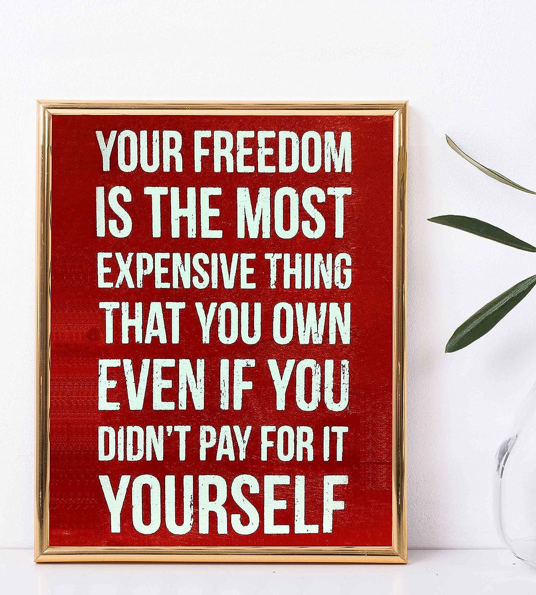 Your Freedom-Most Expensive Thing You Own- 8 x 10" Patriotic Wall Decor-Ready To Frame. Pro-American Poster Print. Rustic Decor for Home-Office-Garage-Bar-Cave. Reminder That Freedom is Not Free!
