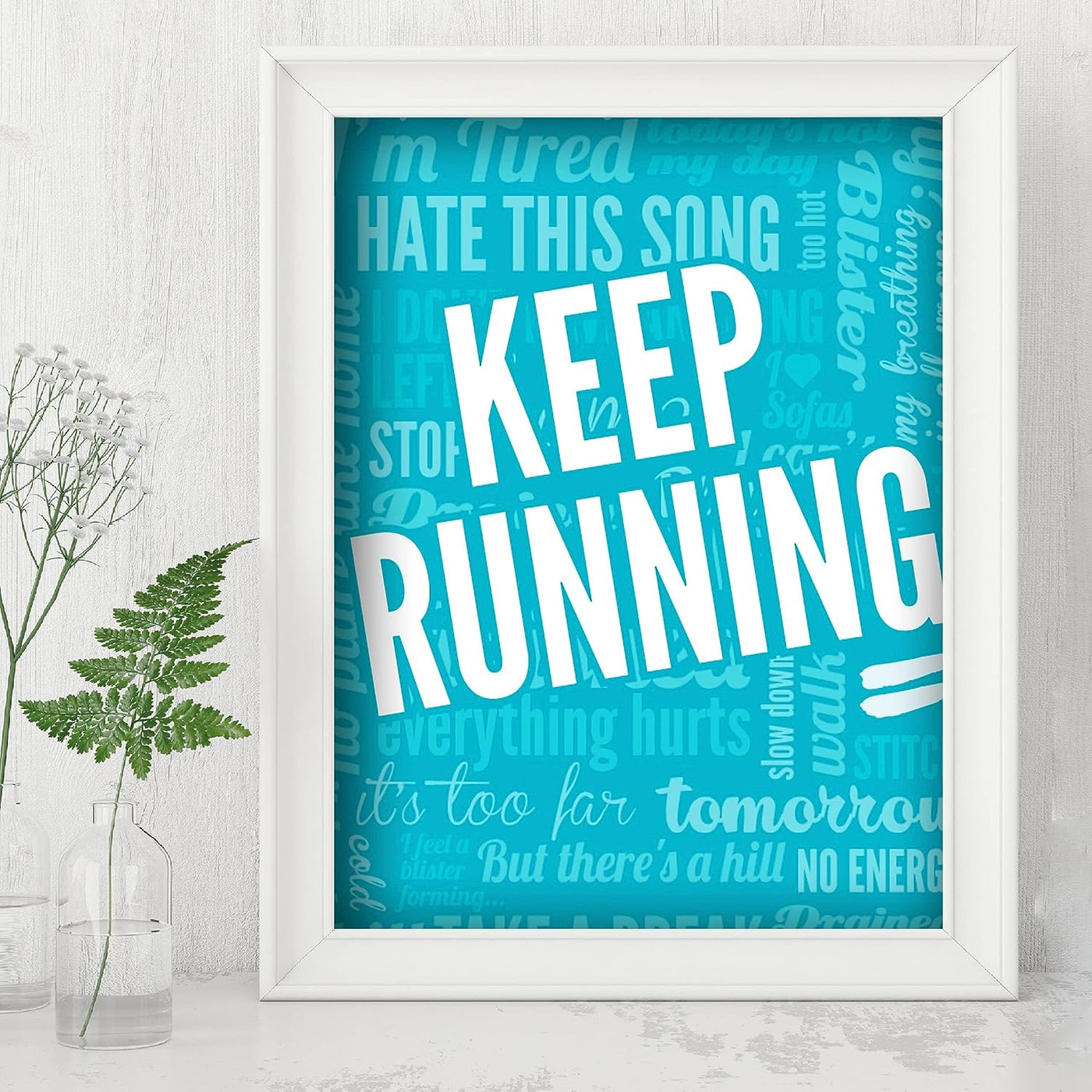 Keep Running-Motivational Exercise Wall Decor -8 x 10" Inspirational Fitness Wall Art Print- Ready to Frame. Typography Print for Home-Office-Gym-Studio Decor. Great Gift of Motivation for Runners!