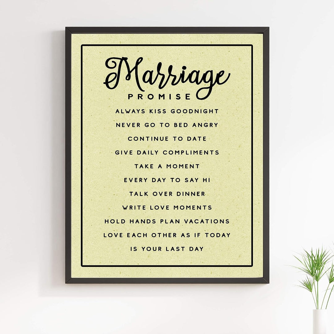 Marriage Promise-Inspirational Wall Art -11 x 14" Love &amp; Marriage Wall Print w/Replica Parchment Design-Ready to Frame. Perfect For Spouse-Life Partners. Great Engagement-Wedding-Anniversary Gift!