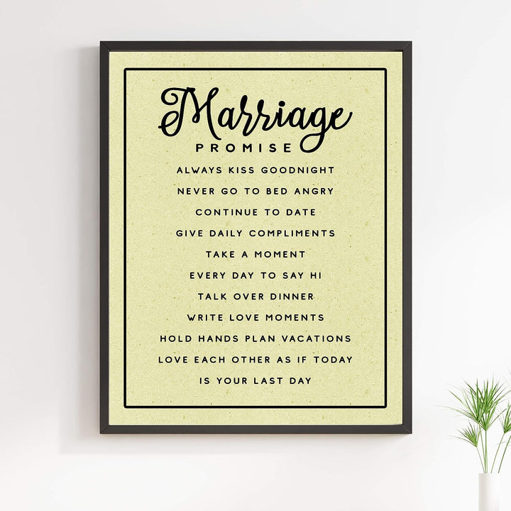 Marriage Promise-Inspirational Wall Art -11 x 14" Love &amp; Marriage Wall Print w/Replica Parchment Design-Ready to Frame. Perfect For Spouse-Life Partners. Great Engagement-Wedding-Anniversary Gift!