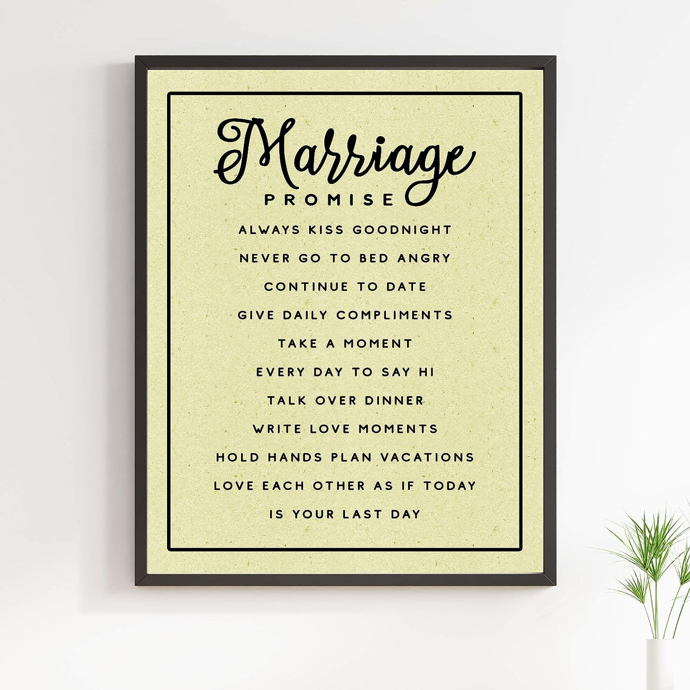 Marriage Promise-Inspirational Wall Art -11 x 14" Love & Marriage Wall Print w/Replica Parchment Design-Ready to Frame. Perfect For Spouse-Life Partners. Great Engagement-Wedding-Anniversary Gift!