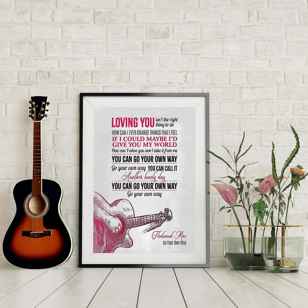 Fleetwood Mac-"You Can Go Your Own Way"-Song Lyrics Wall Art- 11 x 14" Music Lyric Poster Print-Ready to Frame. Home-Studio-Bar-Dorm-Man Cave Decor. Perfect Gift for Fleetwood Mac Fan Collections!