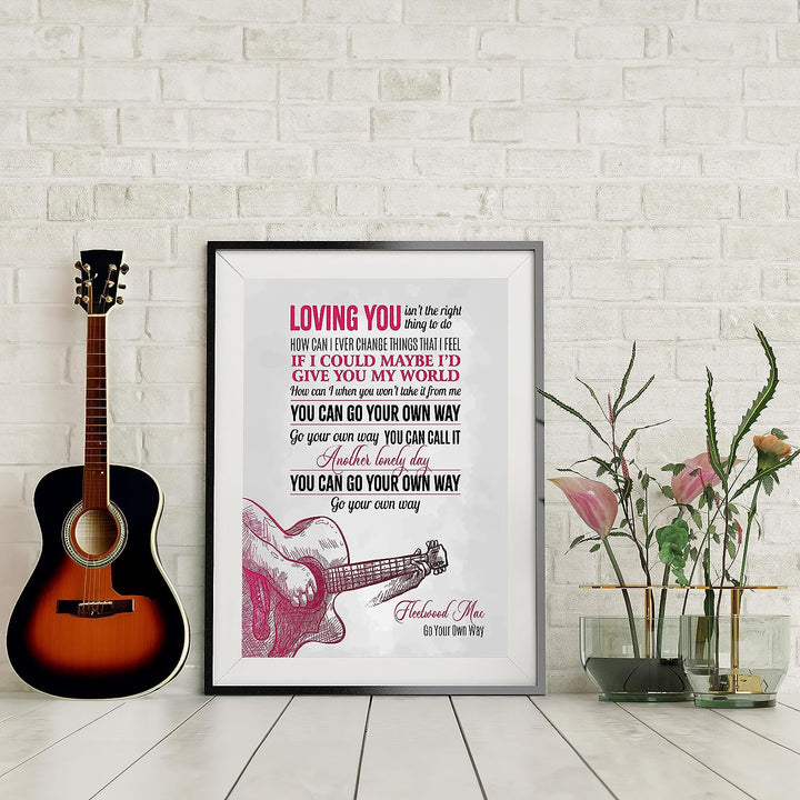 Fleetwood Mac-"You Can Go Your Own Way"-Song Lyrics Wall Art- 11 x 14" Music Lyric Poster Print-Ready to Frame. Home-Studio-Bar-Dorm-Man Cave Decor. Perfect Gift for Fleetwood Mac Fan Collections!