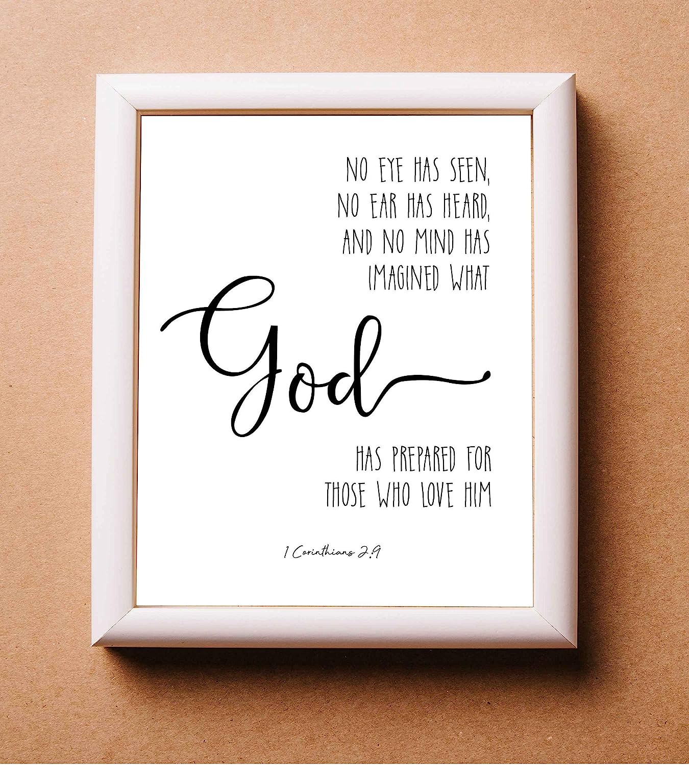 ?No Eye-Ear-Mind Has Imagined What God Has Prepared?- 1 Corinthians 2:9- Bible Verse Wall Art- 8x10" Modern Typographic Scripture Print-Ready to Frame. Home-Office-Church D?cor. Great Christian Gift!