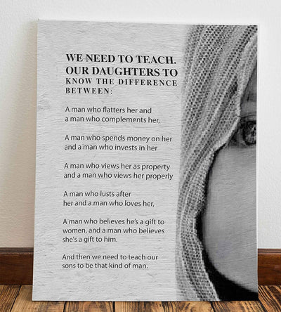 We Need to Teach Our Daughters-Rules of Self-Respect Inspirational Wall Print-8 x 10"-Ready to Frame. Motivational Wall Art to Inspire Confidence. Ideal for Home-Office-Dorm Decor. Great for Teens!