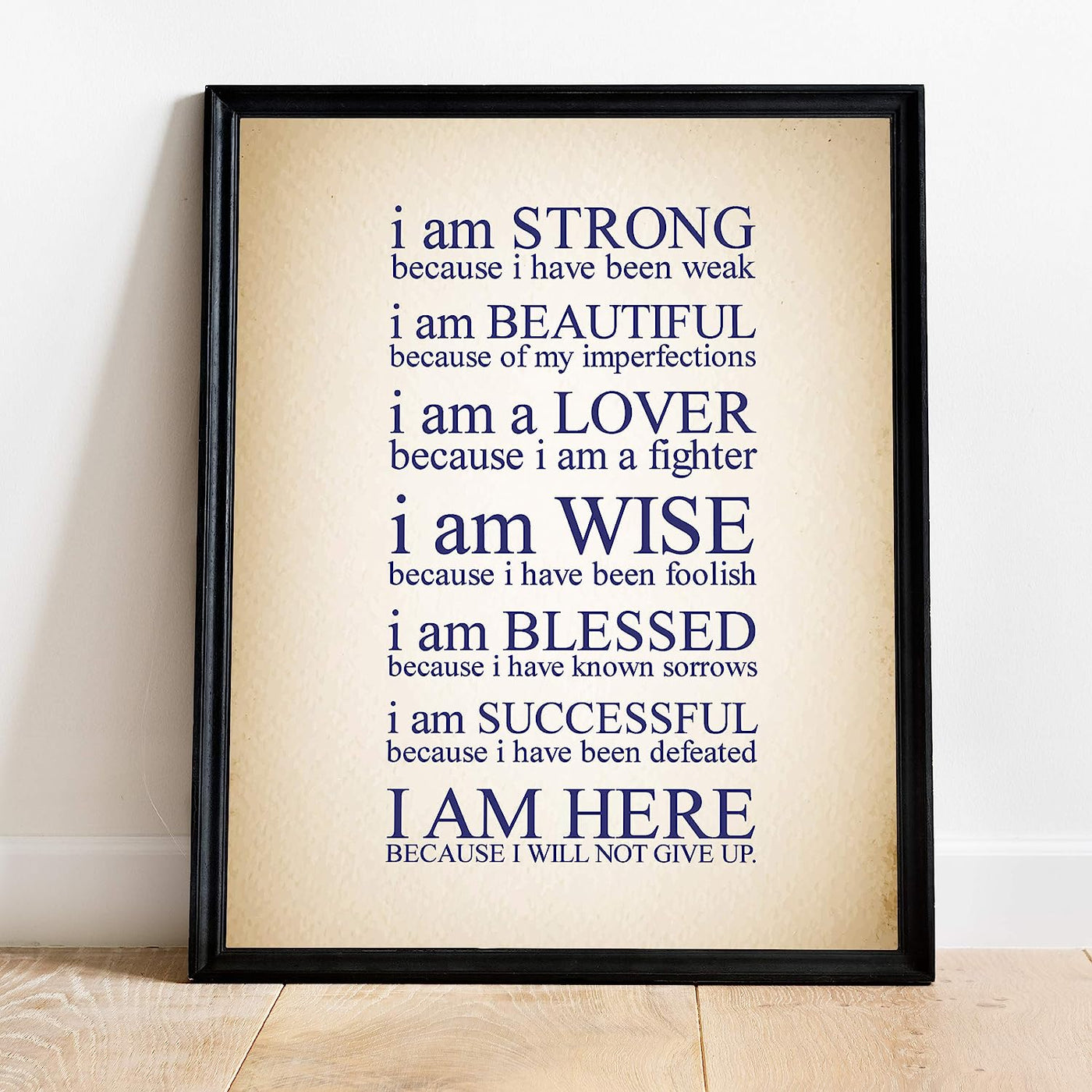 I Am Here Because I Will Not Give Up Inspirational Quotes Wall Art- 11 x 14" Motivational Poster Print-Ready to Frame. Home-Office-Studio-Classroom-Dorm Decor. Perfect Gift of Self-Motivation!