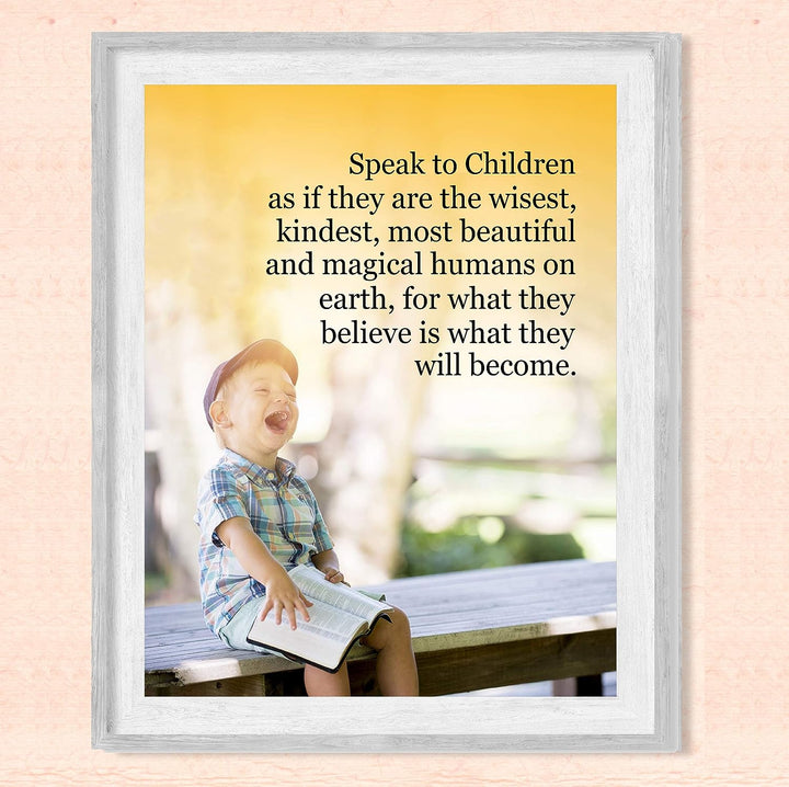 Speak to Children Wisely- Inspirational Wall Art- 8 x 10 Print Wall Art D?cor Ready to Frame. Nursery Decor, Bathroom Decor &amp; Bedroom Wall Art. Perfect Reminder for Great Parenting.
