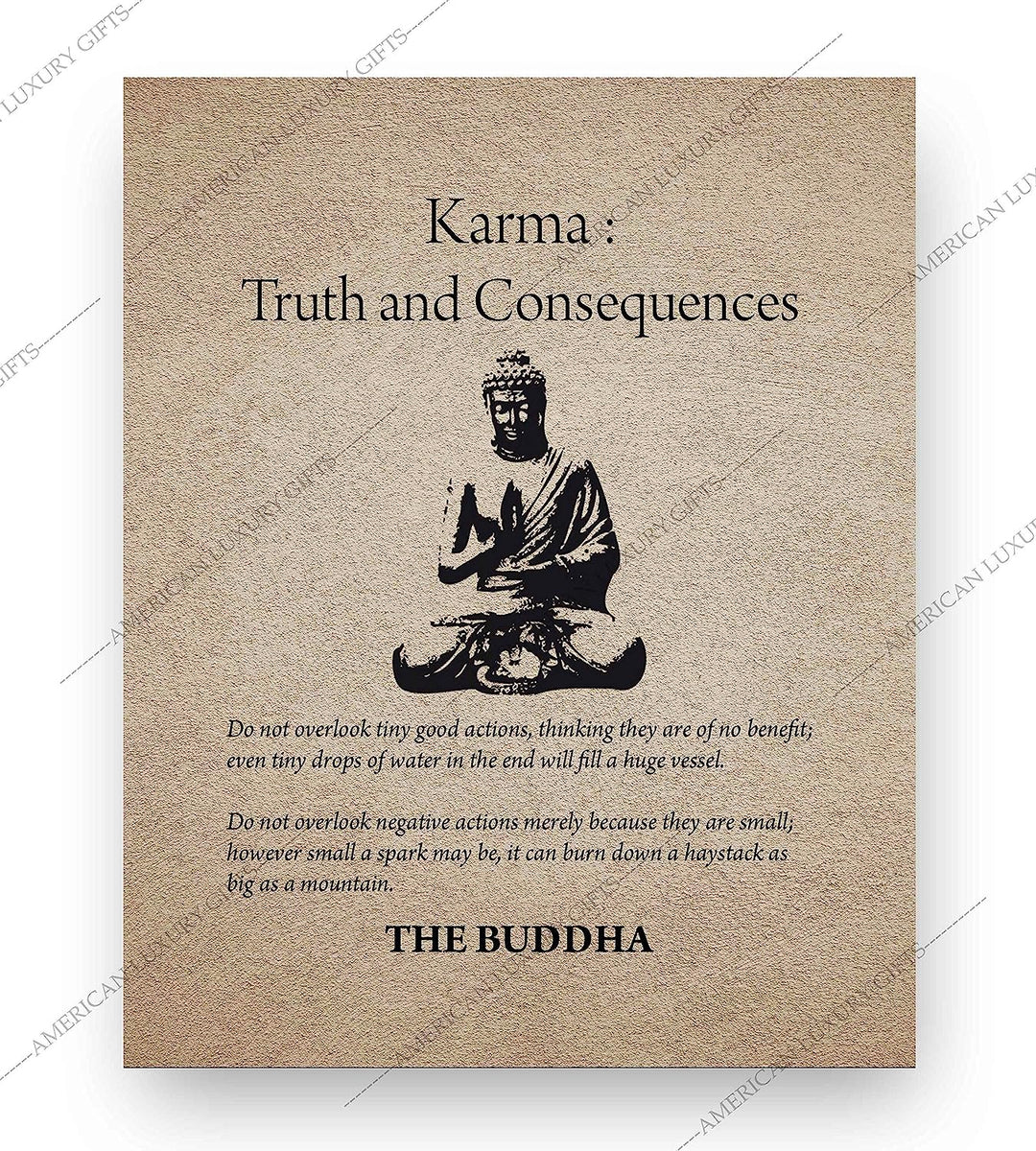 Buddha-"Karma-Truth &amp; Consequences" Spiritual Quotes Wall Art- 8 x 10" Modern Inspirational Wall Print with Buddha Image-Ready to Frame. Home-Studio-Office D?cor. Great Zen Gift &amp; Reminders on Karma!