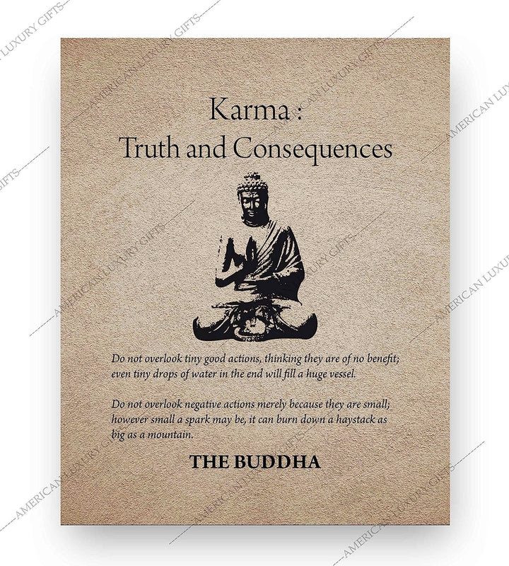 Buddha-"Karma-Truth &amp; Consequences" Spiritual Quotes Wall Art- 8 x 10" Modern Inspirational Wall Print with Buddha Image-Ready to Frame. Home-Studio-Office D?cor. Great Zen Gift &amp; Reminders on Karma!