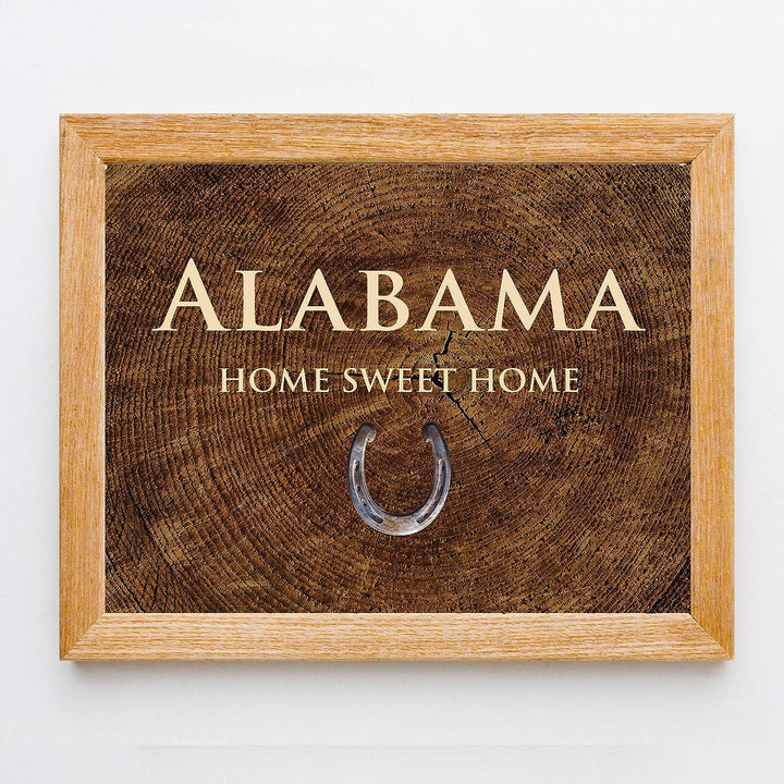 Alabama-Home Sweet Home State Wall Decor -10 x 8" Country Rustic Family Art Print-Ready to Frame. Home-Office-Welcome-Farmhouse Decor. Perfect Southern Housewarming Gift! Printed on Photo Paper.