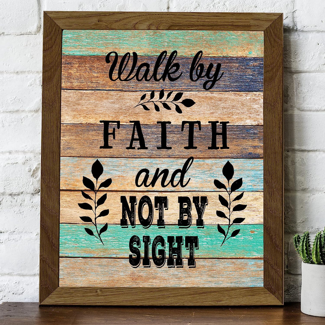 Walk By Faith-Not By Sight-Spiritual Wall Art- 8 x10"-Inspirational Wall Print -Ready to Frame. Home Office-Church-School Decor. Inspiring &amp; Encouraging Message for ALL! Printed on Photo Paper.